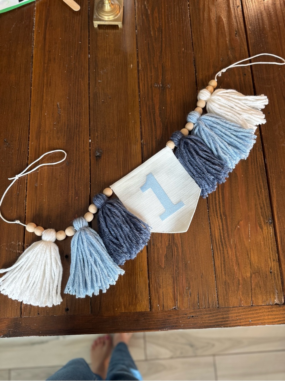 First Birthday Tassel Banner - Blue & White